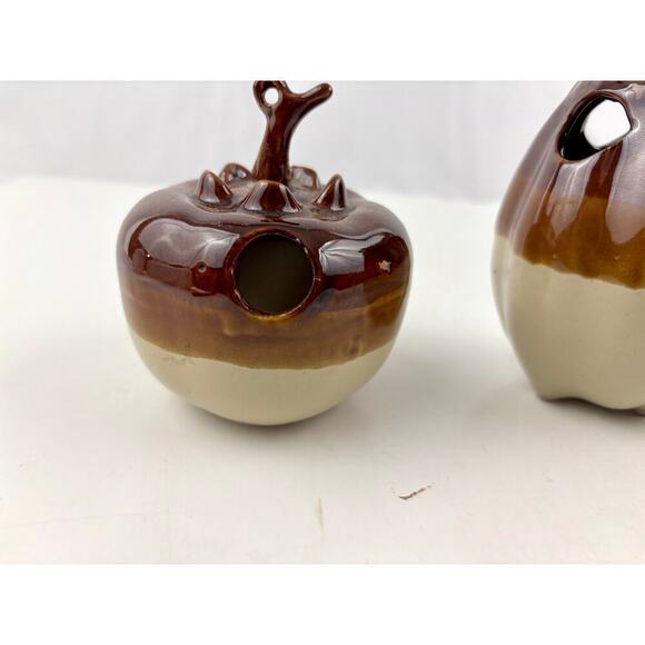 VTG  3 pc Pottery Brown Drip Glaze Kitchen Utensil Holder Taiwan 1970's - Picture 4 of 12